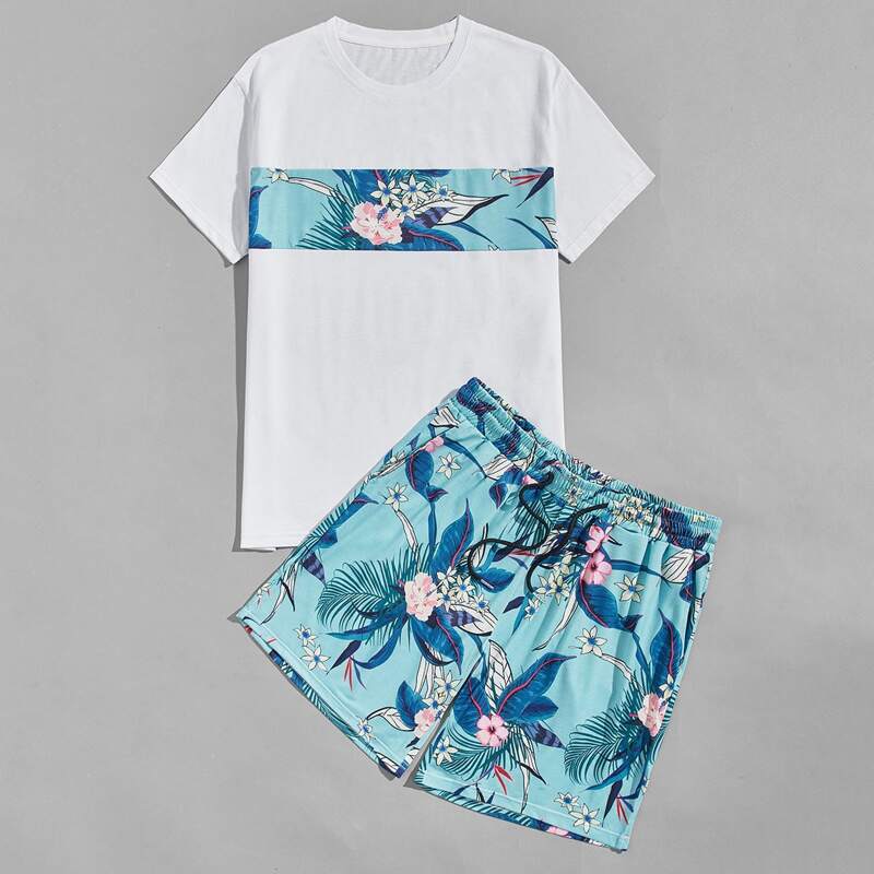 

Guys Tropical Print Tee & Shorts, Multicolor