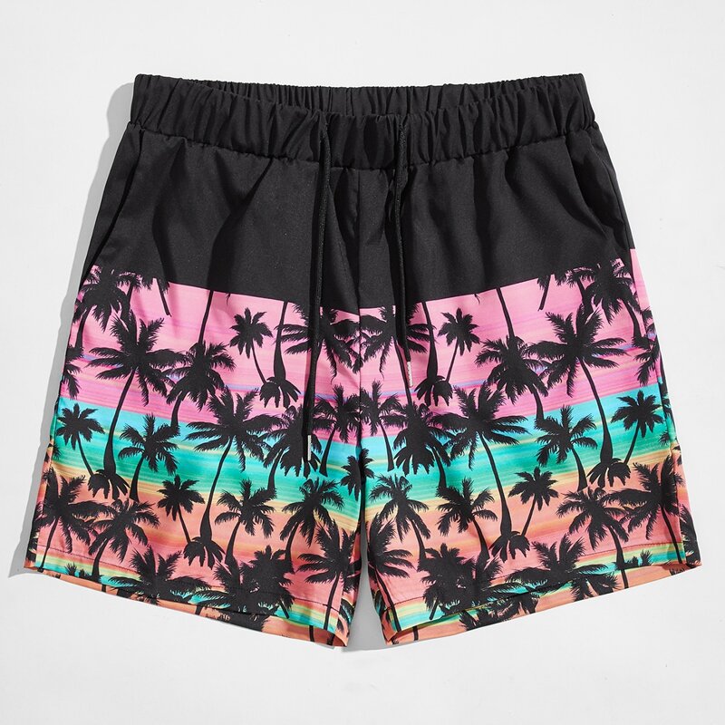 

Guys Coconut Tree Graphic Drawstring Shorts, Multicolor