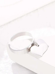 1 chiếc nhẫn trái tim quyến rũ, trang sức bằng thép không gỉ - Bạc - Xem 1