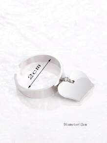 1 chiếc nhẫn trái tim quyến rũ, trang sức bằng thép không gỉ - Bạc - Xem 3