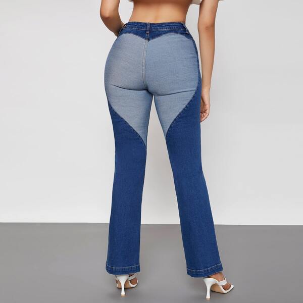

Colorblock Flare Leg Jeans, Medium wash