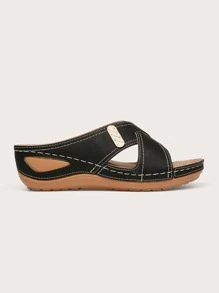 Minimalist Cut Out Wedge Mules