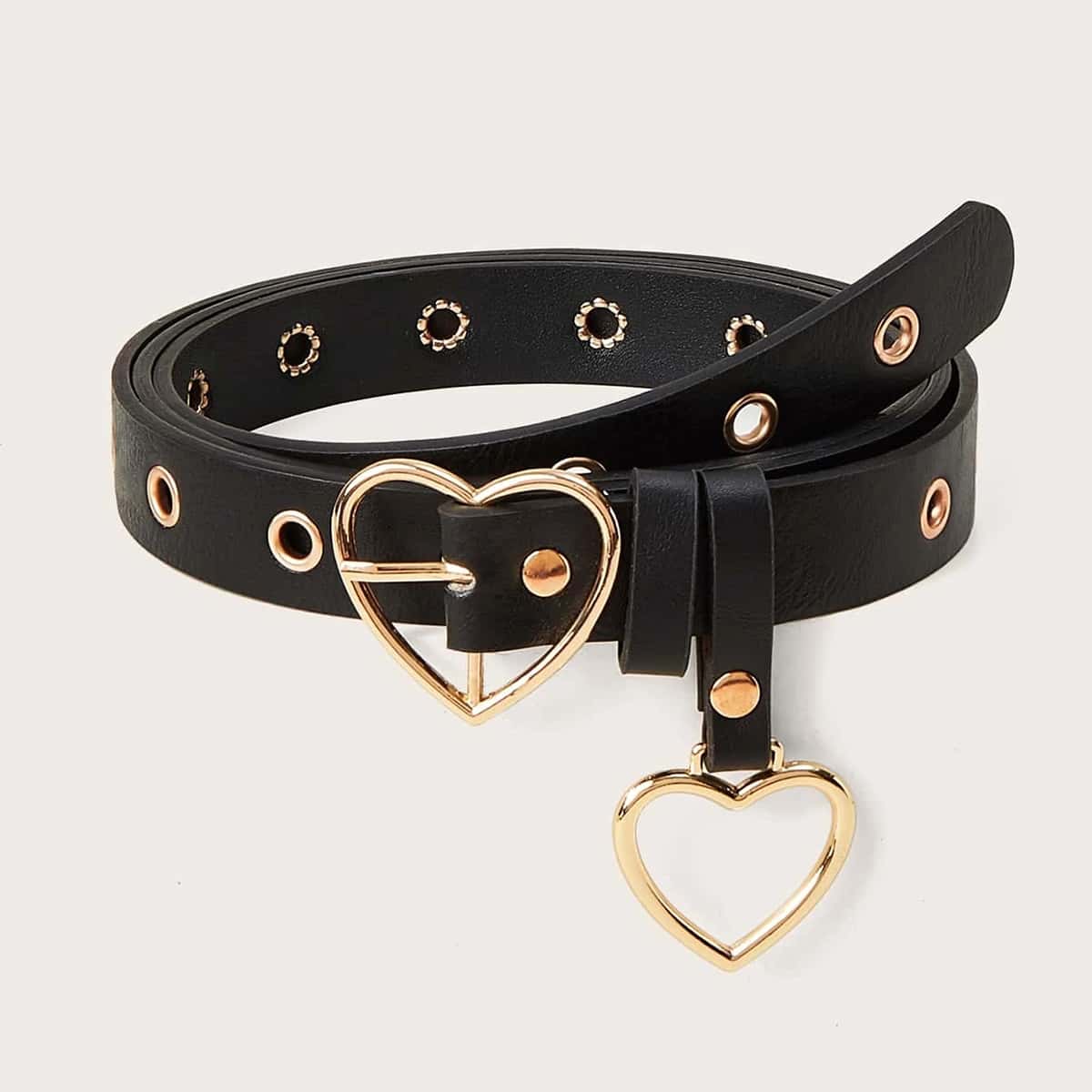 

Heart Decor Buckle Belt, Black