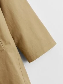 SHEIN Toddler Girls Contrast Binding Raglan Sleeve Coat - Khaki - View 3