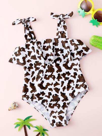 ملابس سباحة طفلة صغيرة بطباعة شاملة أنيقة