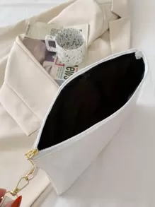 Bolso De Embrague Minimalista Con Diseño De Piel De Cocodrilo Grabado - Blanco - Ver 5