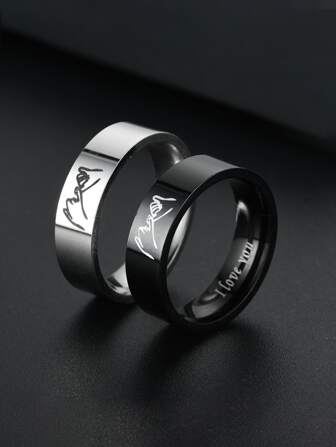 Fashionable and Popular 2pcs Men Stainless Steel Ring for Jewelry Gift and for a Stylish Look