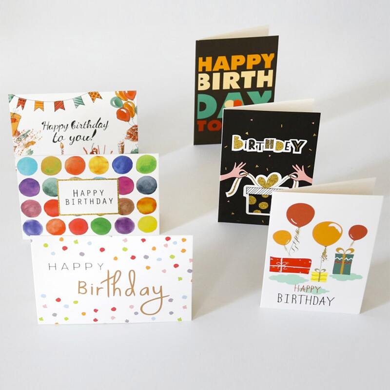 

6pcs Birthday Greeting Card, Multicolor