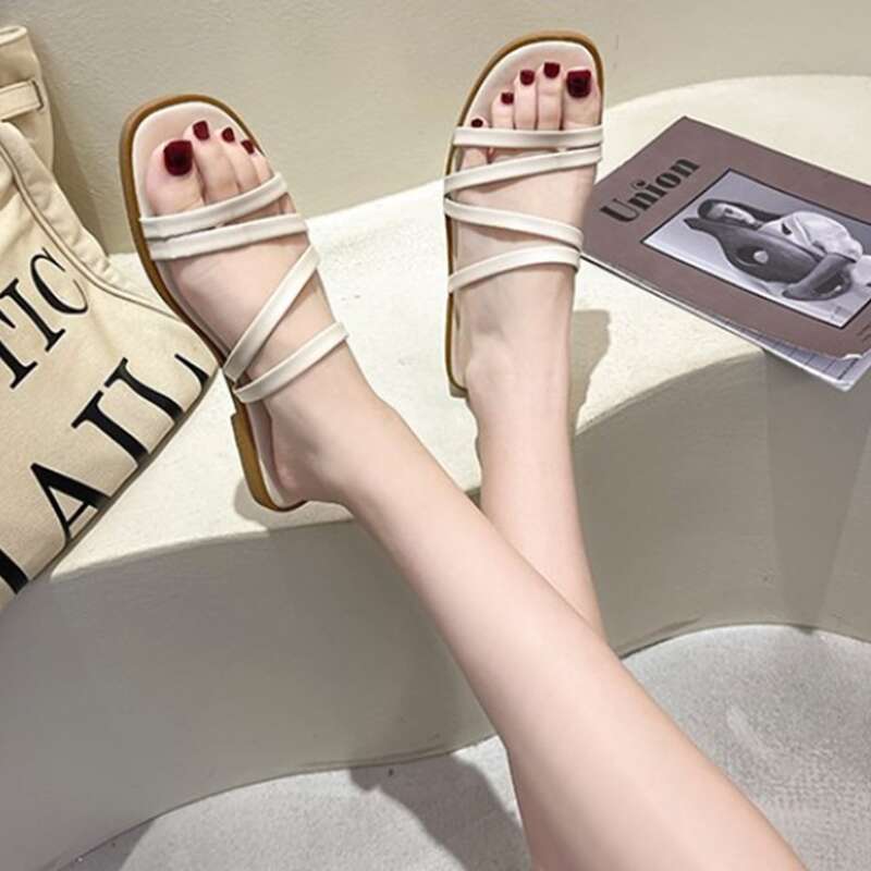 

Minimalist Slide Sandals, Beige