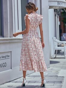 SHEIN LUNE 印花腰帶荷葉邊連衣裙 - 彩色 - 查看 2