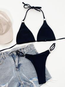 Baju Renang Cincin Plain Seksi - Hitam - View 2