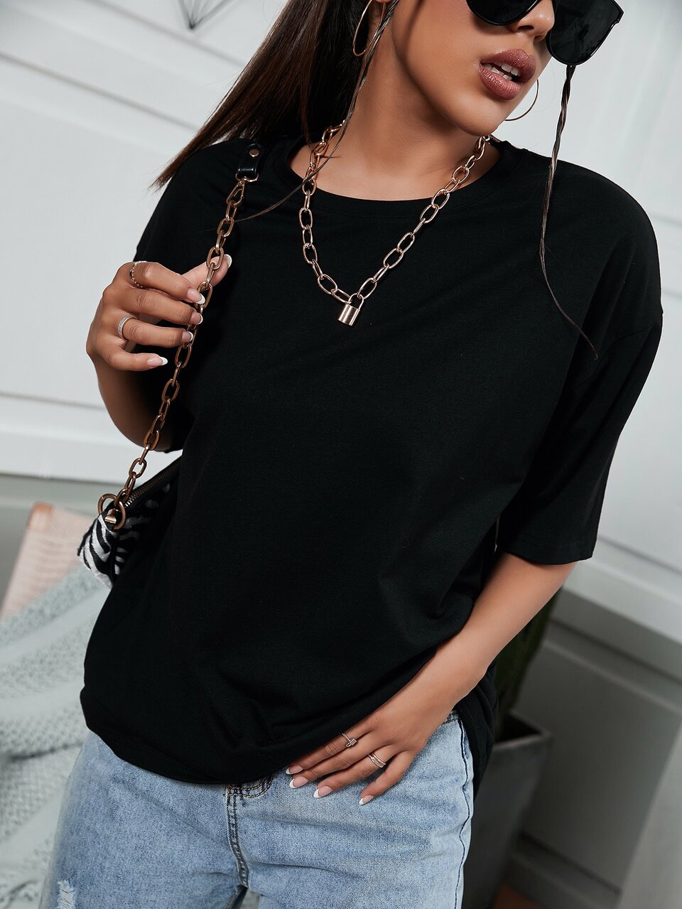 Coconut Tree And Slogan Graphic Drop Shoulder Tee