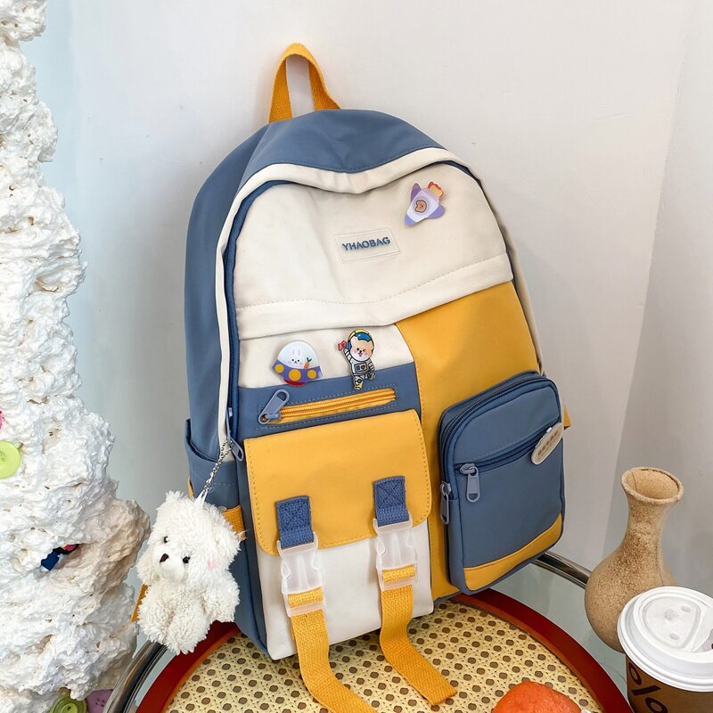 

Zip Front Colorblock Backpack, Blue