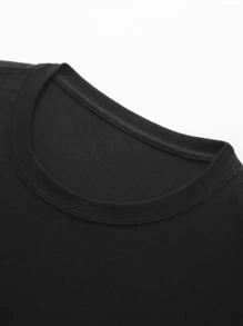 Manfinity Homme Hombres Camiseta con estampado de slogan y luna de cuello redondo - Negro - Ver 6