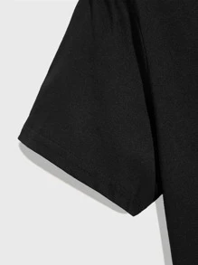 Manfinity Homme Hombres Camiseta con estampado de slogan y luna de cuello redondo - Negro - Ver 3