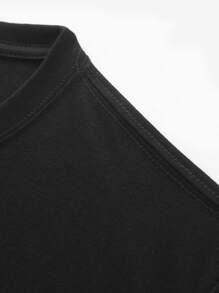 Manfinity Homme Hombres Camiseta con estampado de slogan y luna de cuello redondo - Negro - Ver 4