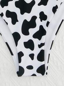 Cow Print Underwire Bikini - Black and White - View 5