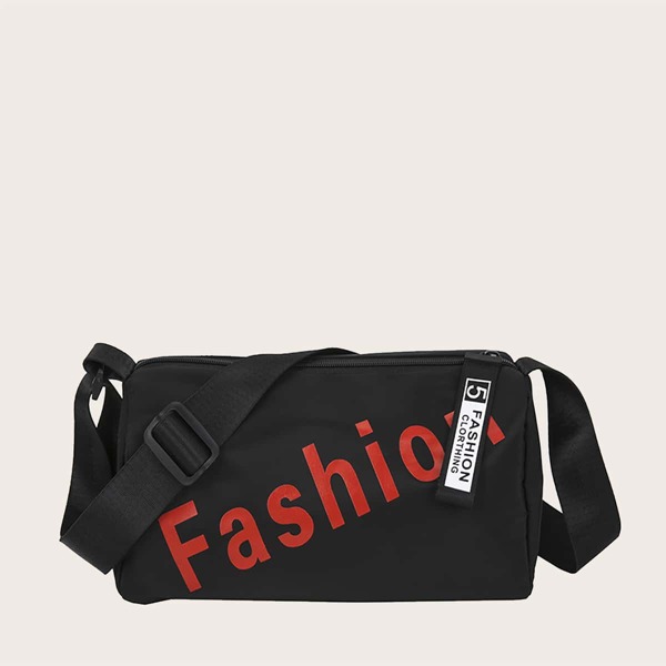

Letter Graphic Crossbody Bag, Black