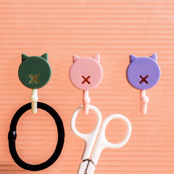 

10pcs Cartoon Cat Design Random Wall Hook, Multicolor