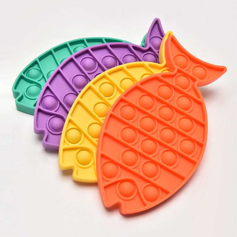 

1pc Fish Shaped Random Color Push Bubble Toy, Multicolor