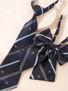1set Bow Knot Fake Tie & 1pc Fake Tie Uniform Ties Women Neck Tie,School Accessories Women