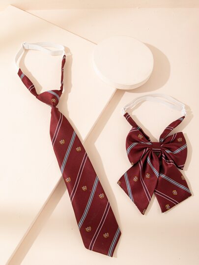 1pc Bow Knot Fake Tie & 1pc Fake Tie