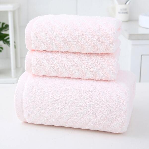 

1pc Chevron Bath Towel Or 1pc Face Towel, Pink