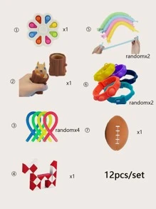 12入組隨機減壓玩具套裝 - 彩色 - 查看 2