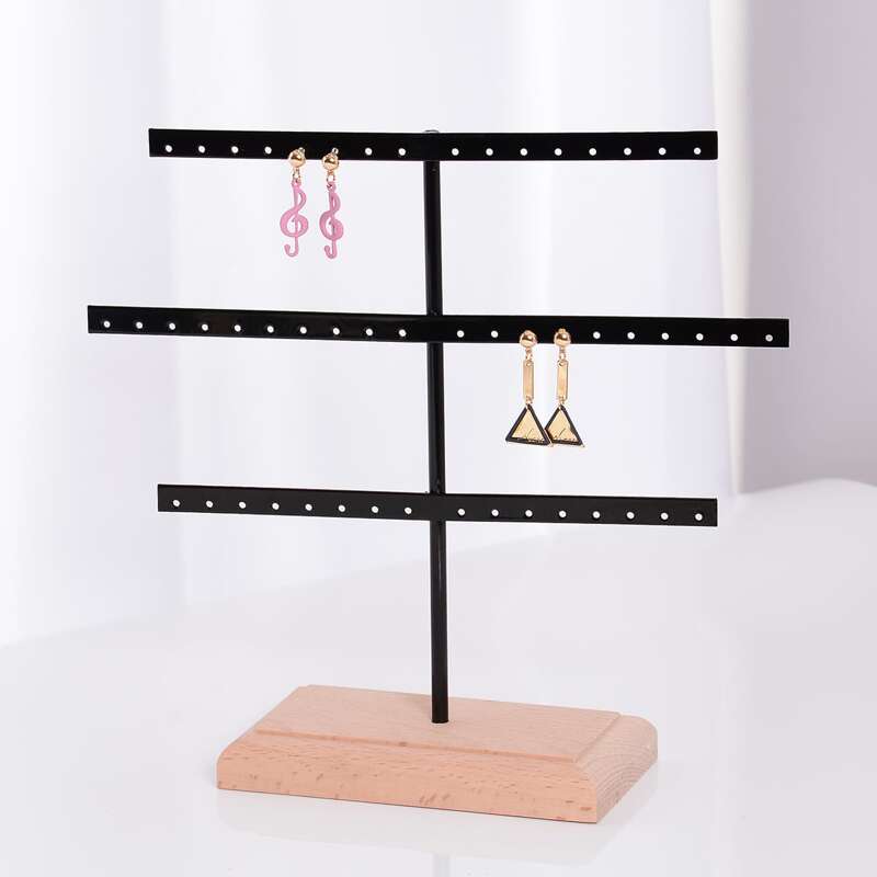 

1pc 3 Layer Jewelry Display Rack, Black