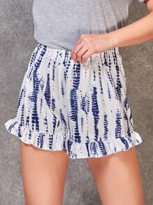 SHEIN VCAY Quần short Viên lá sen Cà vạt nhuộm Boho - Nhiều màu - Xem 3