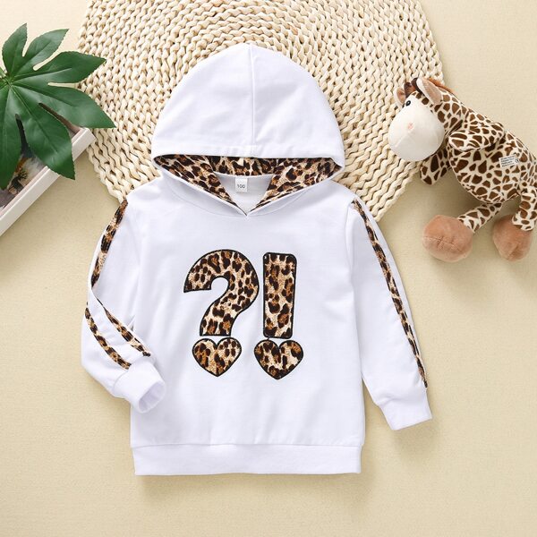 

Toddler Girls Leopard Print Side Stripe Hoodie, White