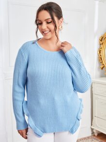 Jersey ribete con fruncido tejido de canalé