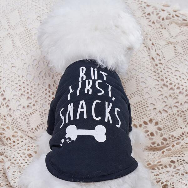 

Slogan Graphic Pet Tee, Black