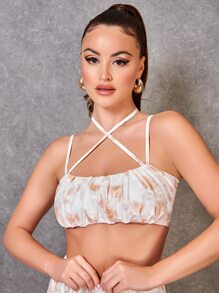 SHEIN BAE 前交叉紮染吊帶上衣 - 彩色 - 查看 1