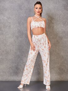 SHEIN BAE 前交叉紮染吊帶上衣 - 彩色 - 查看 3