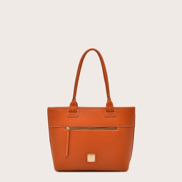 

Minimalist Zipper Front Shoulder Tote Bag, Orange