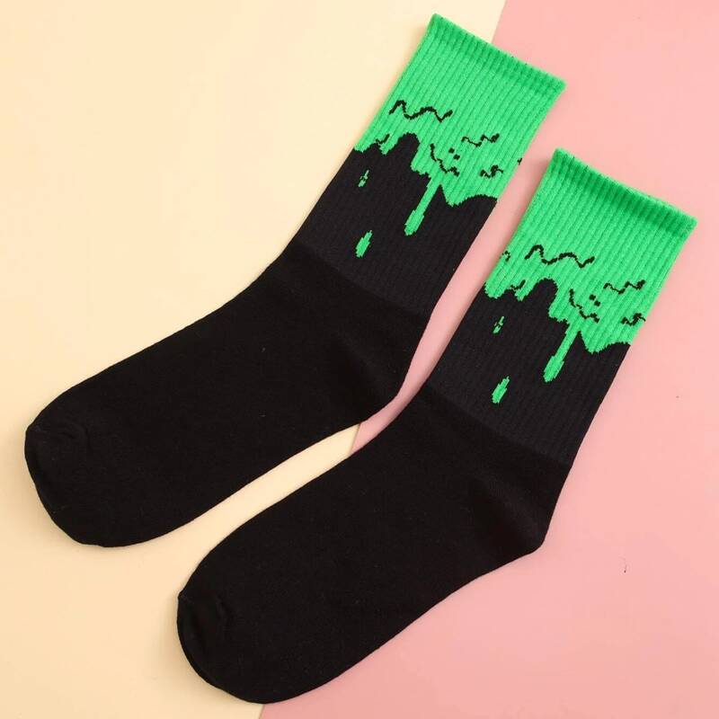 

Colorblock Crew Socks, Black