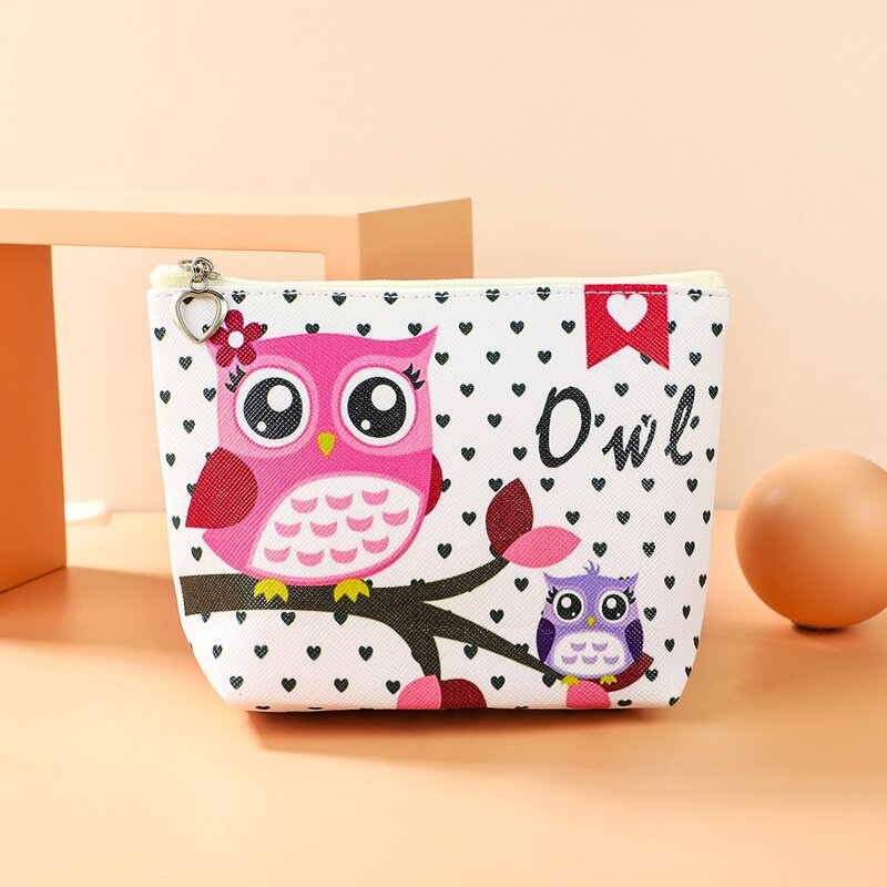 

Owl Graphic Coin Purse, White