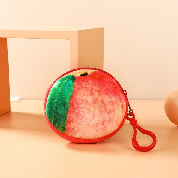 

Mini Peach Pattern Coin Case, Red