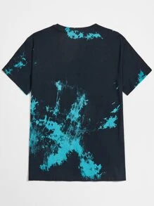 ROMWE MEN Guys Tie Dye & Fish Print Tee - Multicolor - View 2