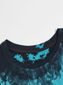 ROMWE MEN Guys Tie Dye & Fish Print Tee - Multicolor - View 4