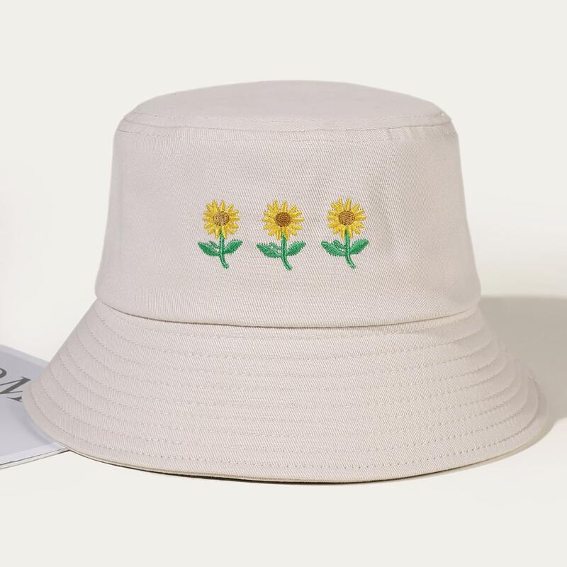 

Flower Graphic Bucket Hat, Beige