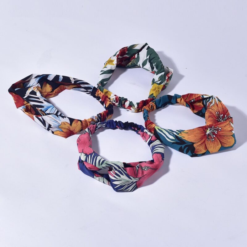 

4pcs Floral Print Hair Band, Multicolor