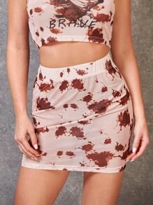 SHEIN Unity 紮染包臀半身裙 - 彩色 - 查看 1