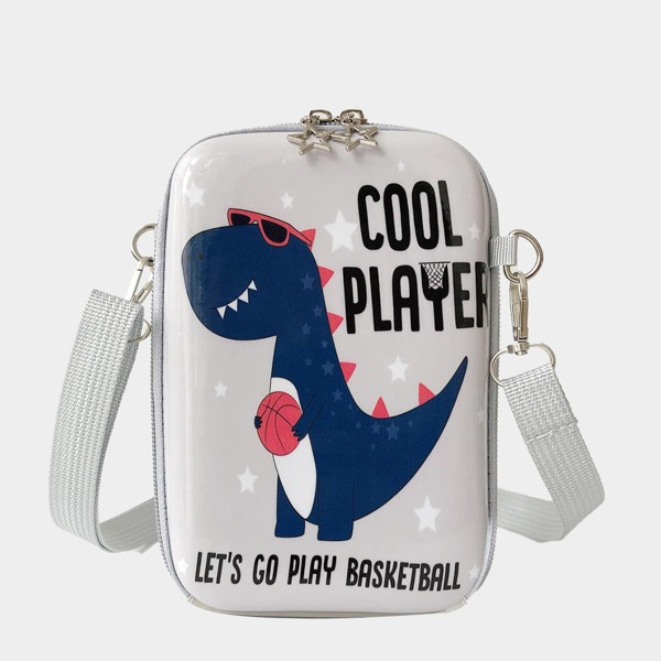 

Kids Dinosaur Pattern Crossbody Bag, Light grey