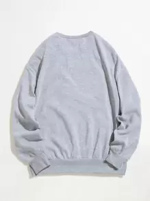 Flirla Plus Solid Drop Shoulder Sweatshirt Graduation,Back To School Outfits,Graduation,Teacher Outfits For Women,Back To School Winter Fall Autumn - Light Grey - View 2