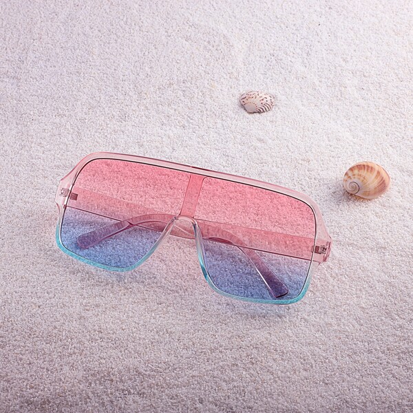 

Flat Top Shield Sunglasses, Multicolor