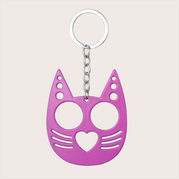 

Cat Head Design Keychain, Purple