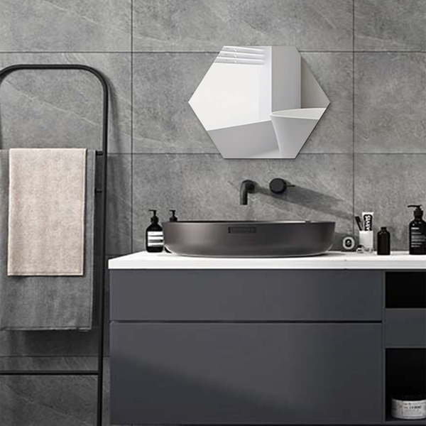 

1pc Octagon Mirror Surface Wall Sticker, Silver