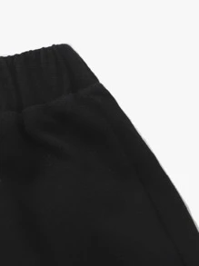 SHEIN Girls Heart Print Elastic Waist Shorts - Black - View 3